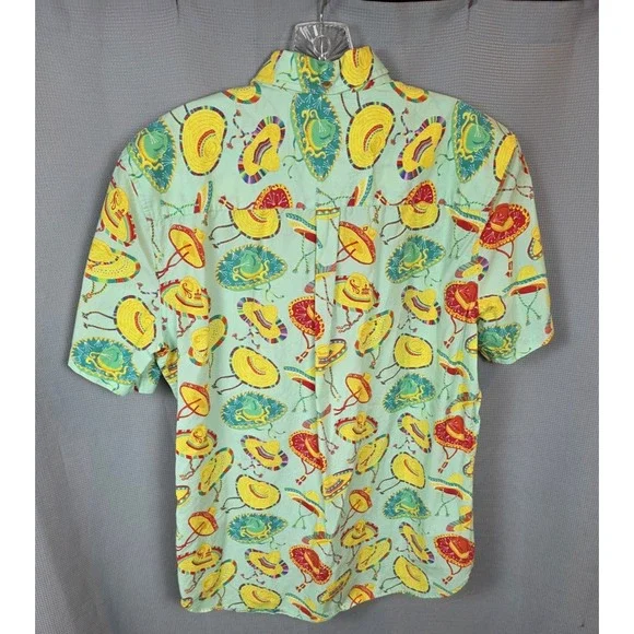 Chubbies Shirt Mens Medium Green Short Sleeve Button Up‎ Sombrero Fiesta Novelty - Picture 2 of 6